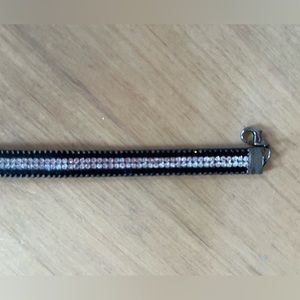 Black and silver rhinestone choker with clasp